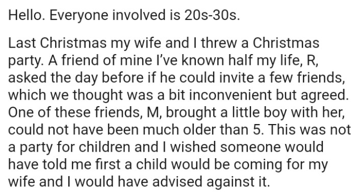 One of the friends brought a little boy with her, and by the OP's guess, he could not have been much older than 5