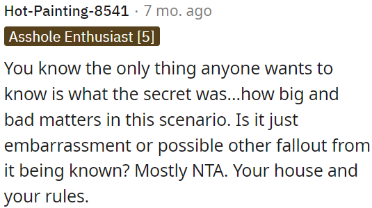 OP's house, OP's rules.