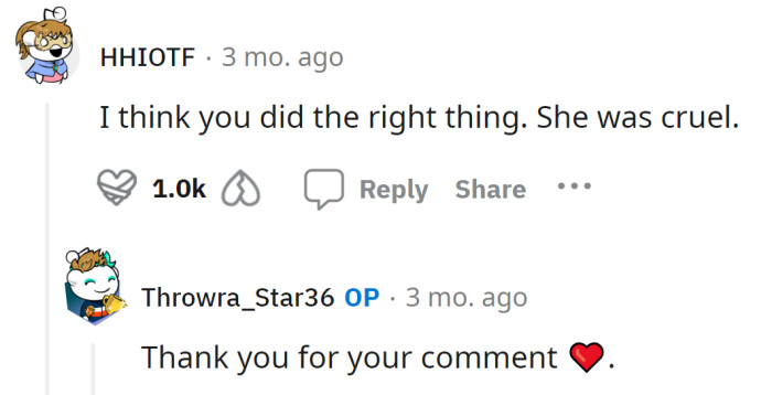 The OP's girlfriend was cruel