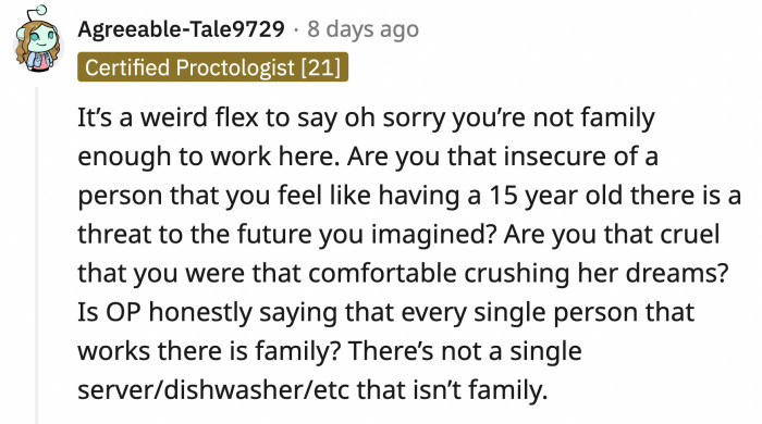 Someone said OP was being insecure about her 15-year-old sister and she's kind of a jerk for crushing the teenager's dreams.