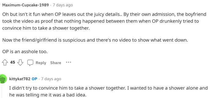 Someone came to give OP's juicy details to us and OP actually responded to give a little bit more clarification on the situation and what the video was about.