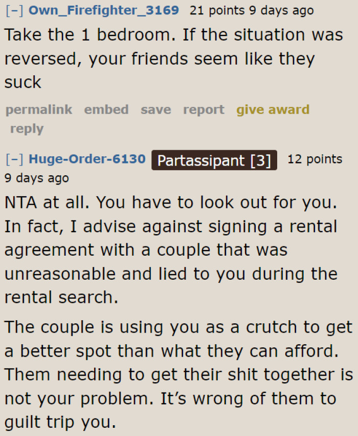 She's only 19. The OP needs to prioritize herself and her finances.