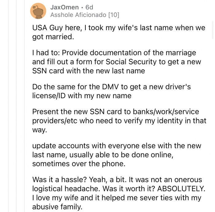 This is a little insight into what changing your name consists of.