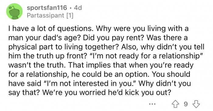 This user had a lot of questions concerning OP's situation and the nature of her relationship with Terry.