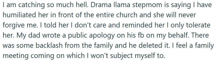 The OP's dad wrote a public Facebook apology on his behalf.