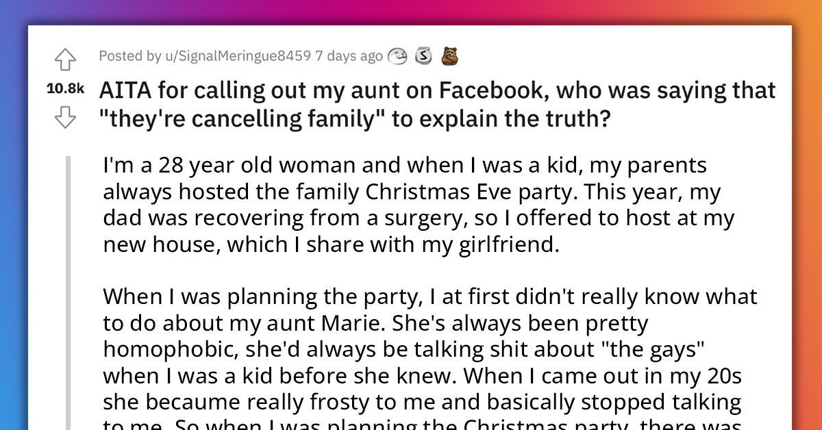 Woman Slammed By Family Members For Replying To Homophobic Aunt's Facebook Rant