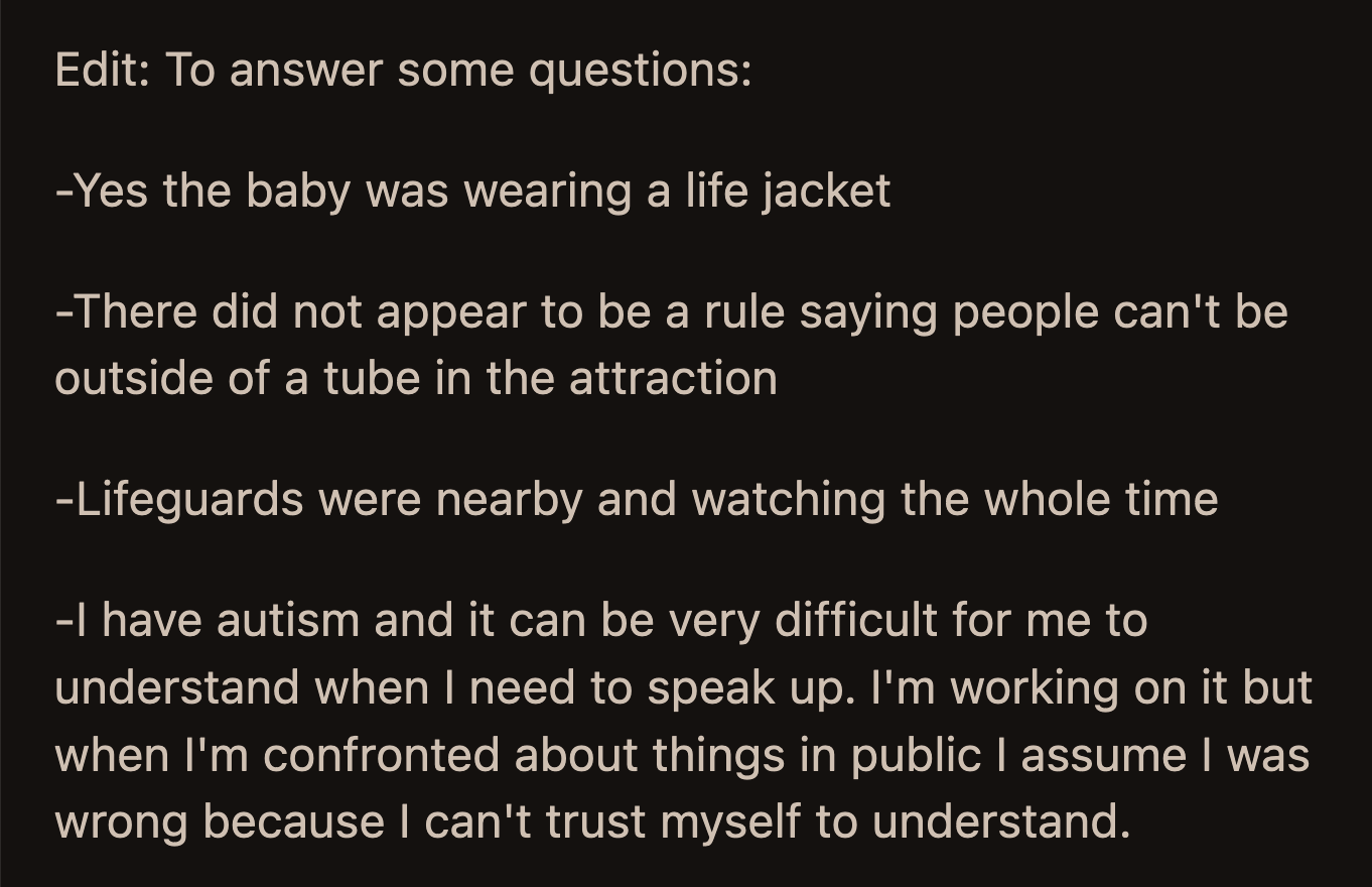 OP wanted to know if they were the a**hole for being defensive instead of finding a solution to prevent their tube from bumping into the woman.