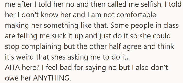 Her refusal turned into a mini debate on boundaries, kindness, and when “just do it” stops being reasonable.