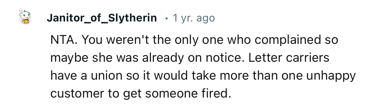 “NTA. You weren't the only one who complained so maybe she was already on notice.”