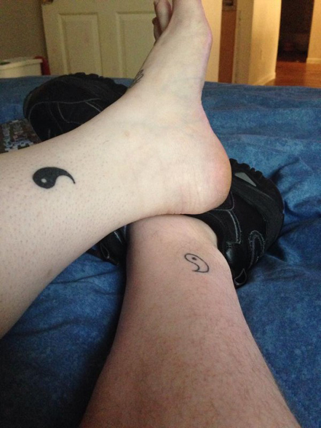 7. Yin and Yang leg tattoos, everyone