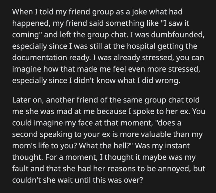 OP relayed what happened to her friend group. Jane immediately said, 