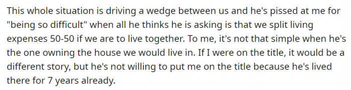 The situation is causing problems in their relationship, as neither is ready to shift grounds.