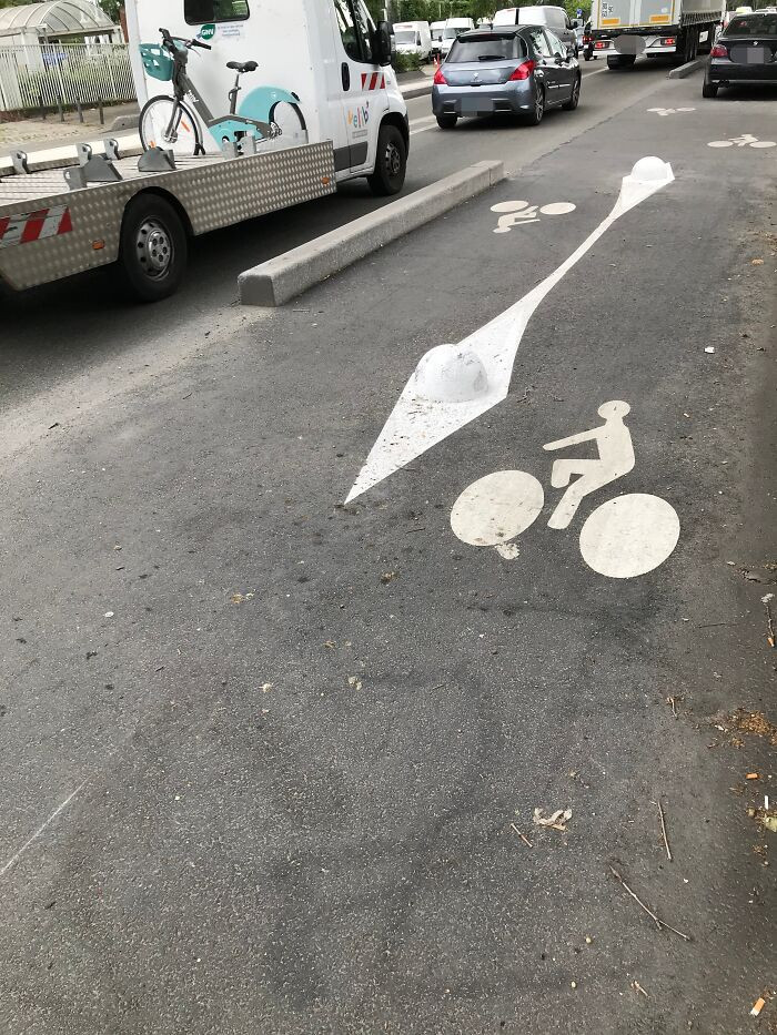 32. These Obstacles Are Almost Invisible On The Bike Lane