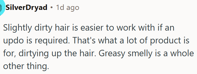 Slightly dirty hair can help with an updo, but greasy and smelly hair is a different story.