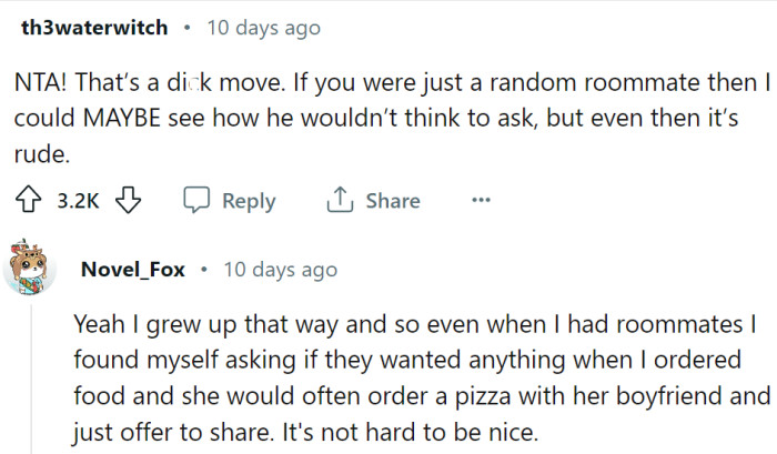 Maybe if OP were just some random roommate... but even then...