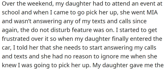 Even though her mother already told her she's worried when she cannot reach her, she still does it: