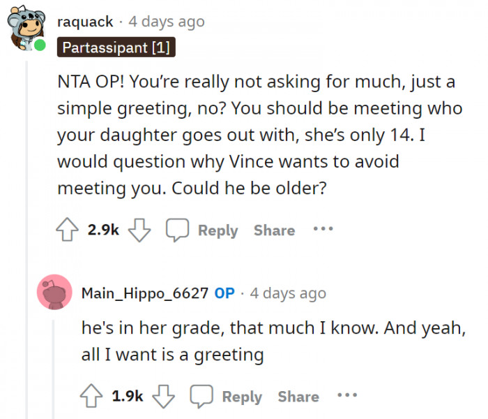 The dad seems like a good guy—his daughter will be thankful for him in the long run!