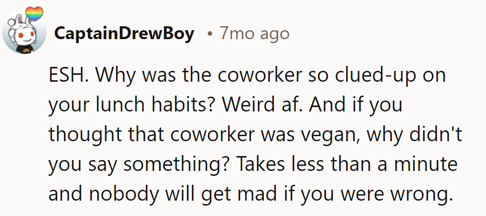 ESH. Coworker needs a hobby; assuming diets isn't one. And a dash of 'Hey, FYI...' saves a plate of drama.