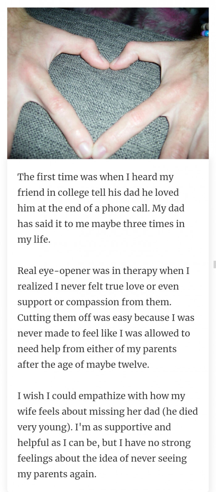 #17 Never feeling love from parents.