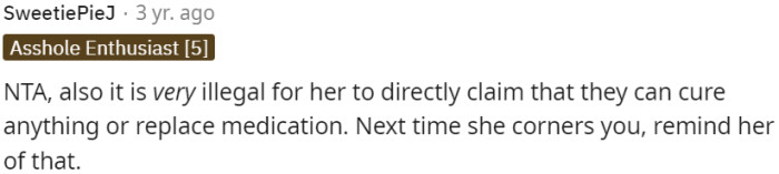 It's illegal to claim the ability to cure anything or replace medication directly.