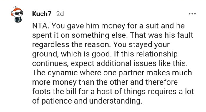 The dynamic where one partner makes more money