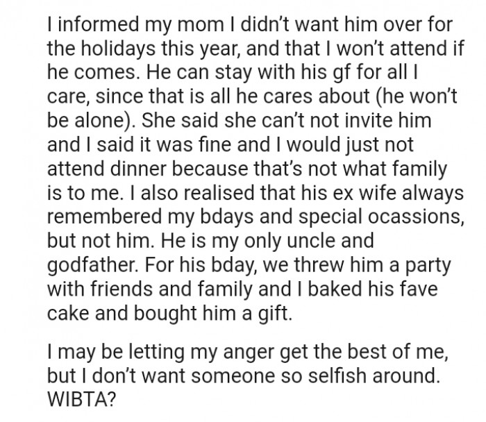 They threw him a party with friends and family, and the OP baked his favorite cake and bought him a gift.
