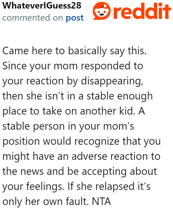 If the mom were emotionally stable enough, she shouldn't have reacted the way she did.