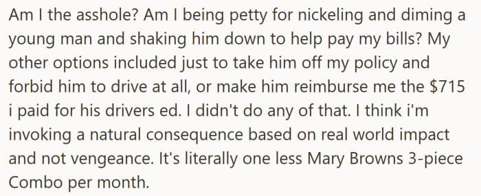 The dad insists it’s not punishment—it’s perspective. To him, docking $13 a month is a small, real-world consequence, not revenge.