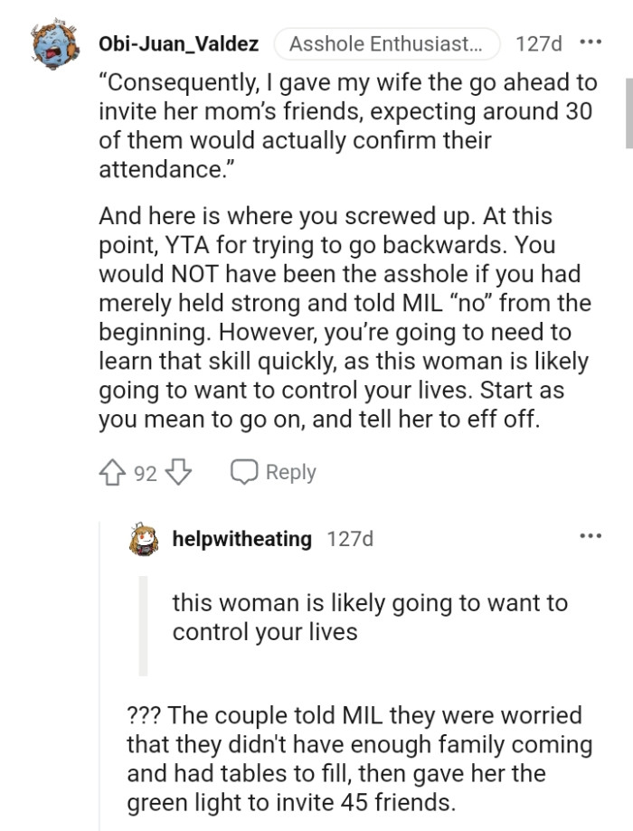 The OP shouldn't have asked the MIL to invite her friends