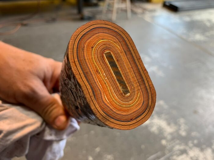 14. A cross-section of the painter's one-year-old stir stick.