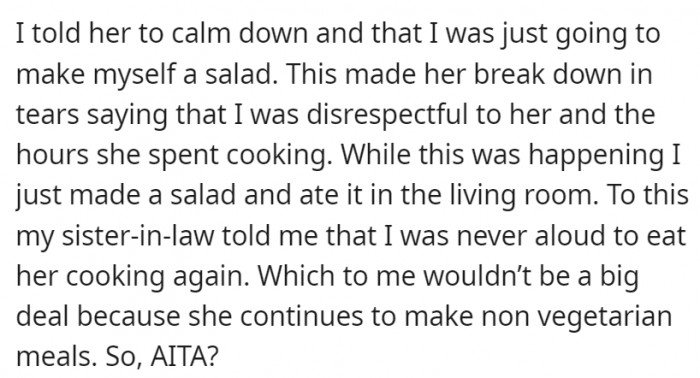 And after that, the SIL acted like she was the one being disrespected in the situation