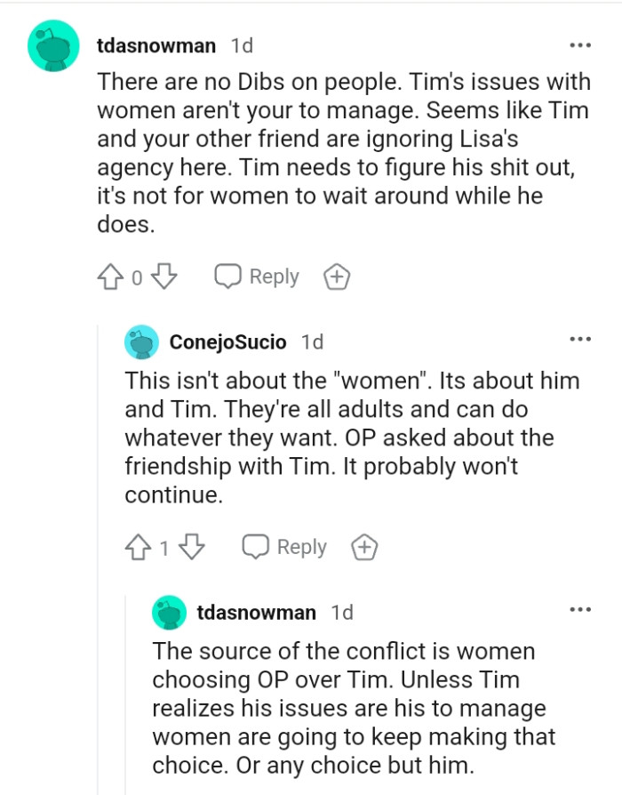The OP's friend's issues with women aren't his to manage.