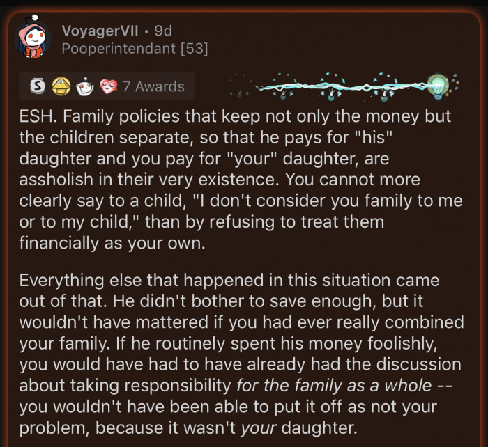 Finances, as well as children, should not be kept separate.