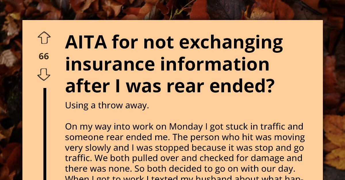 She Skipped the Insurance Exchange After a Minor Fender Bender - Now Her Husband Won't Let It Go