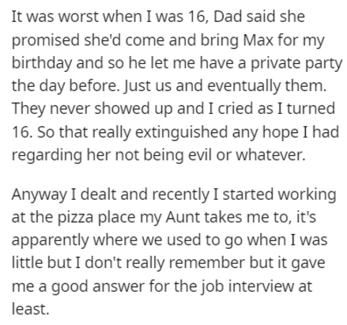 OP's mom and her brother never came to visit despite their promises