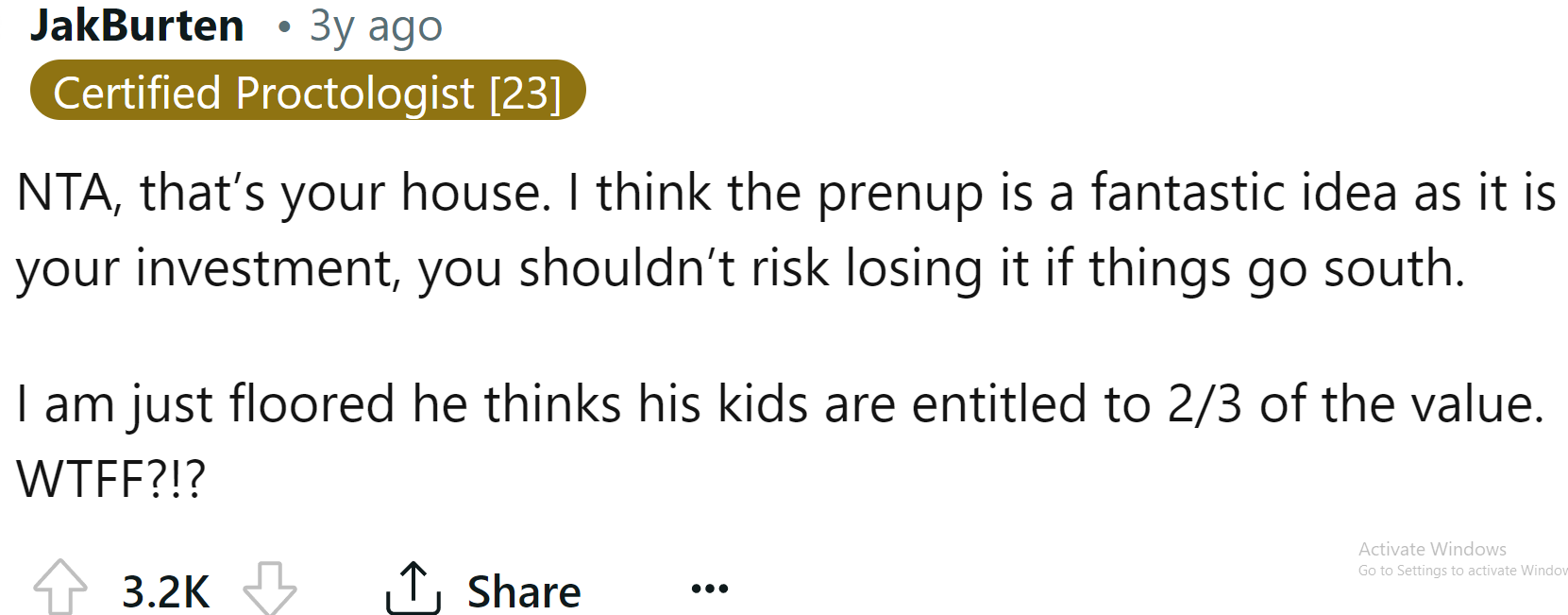 The prenup is a fantastic idea