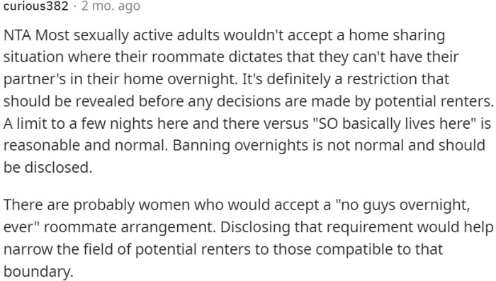 Completely prohibiting overnight stays is abnormal and should be disclosed in advance.