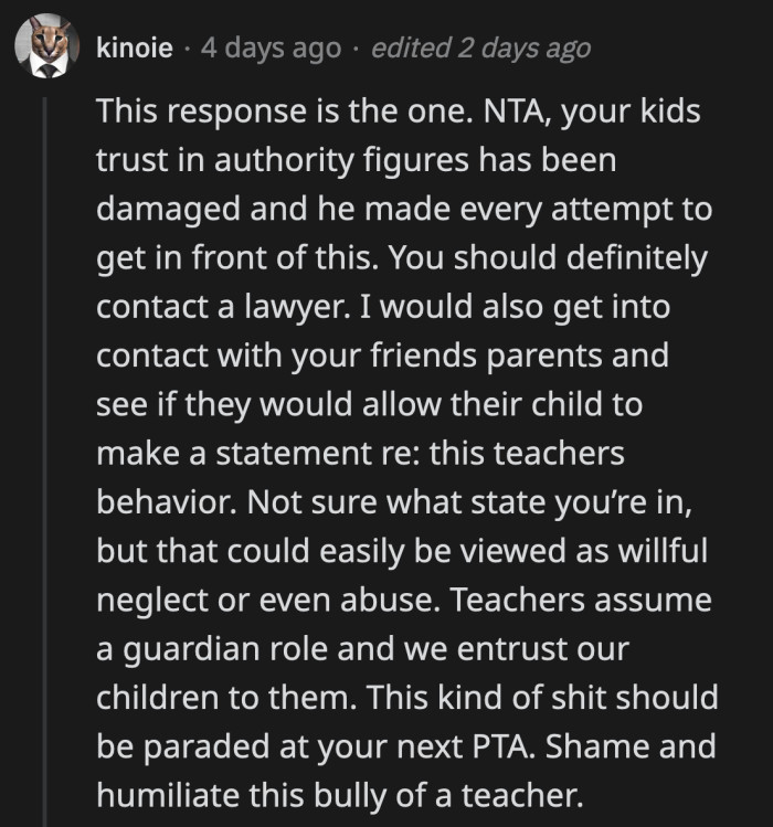 Legally, OP could do more to raise awareness of the teacher's behavior