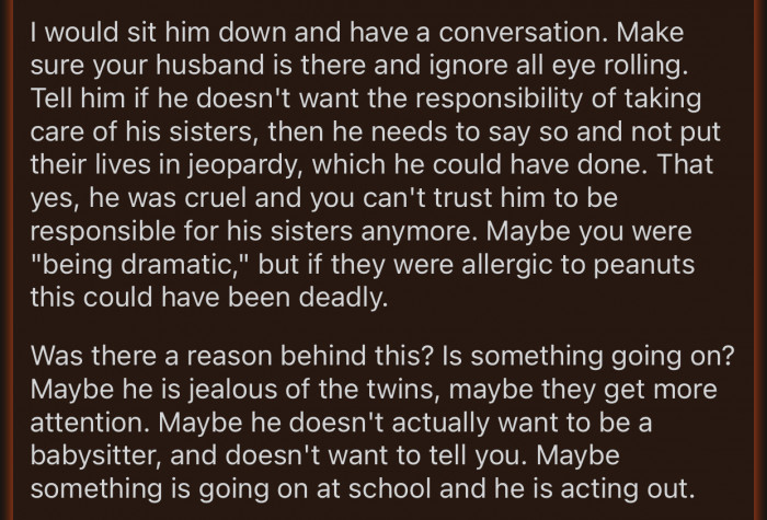 OP needs to have a proper conversation with her son.