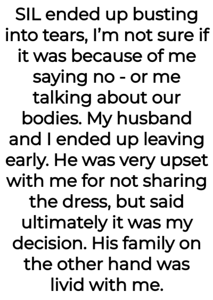 It resulted in the SIL ending up in tears and the family enraged: