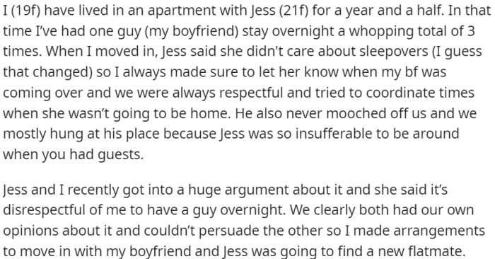 Conflict over sleepovers, OP's roommate initially didn't mind, but now finds it disrespectful