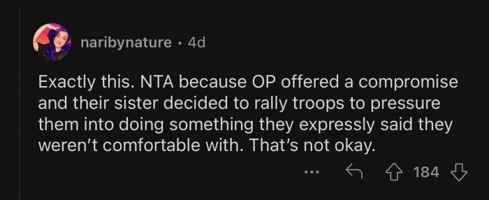 OP's sister shouldn't have gone down that road.