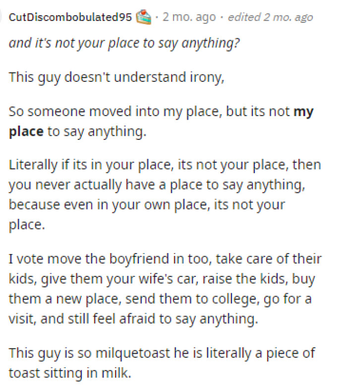 People were telling OP that he needs to just step up and say something. They were very blunt with how they spoke to OP in the comments.