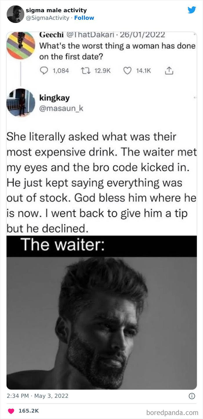 37. When the waiter has your back