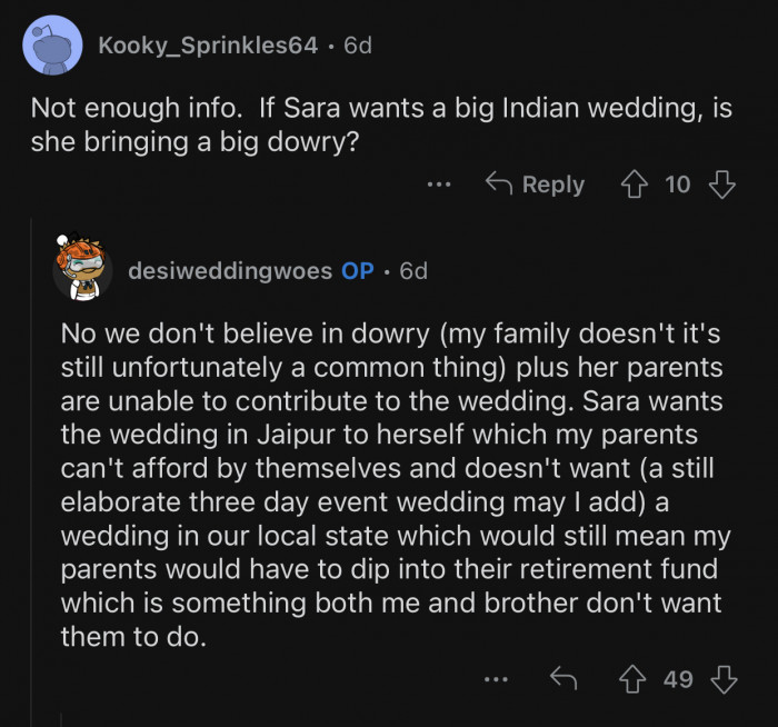 The parents would have to dip into their retirement fund to make it possible.