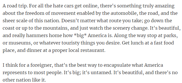 9. A journey by car.