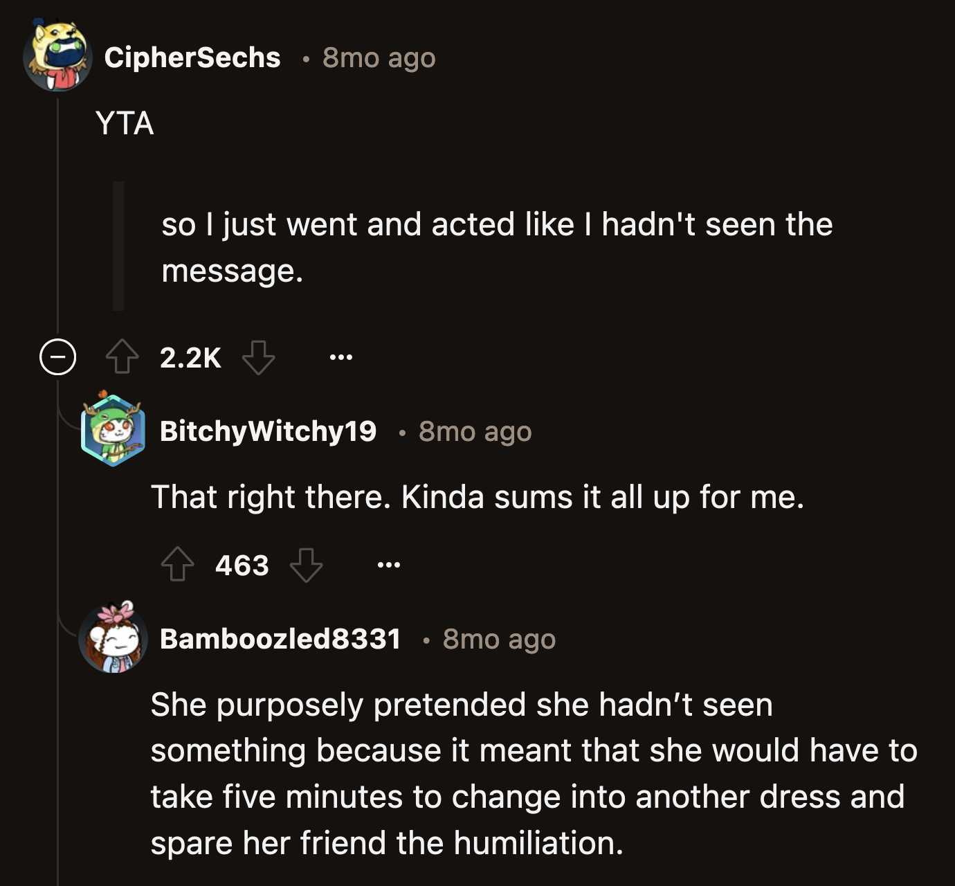 Another Redditor said they show more consideration for literal strangers than OP did for her friend.