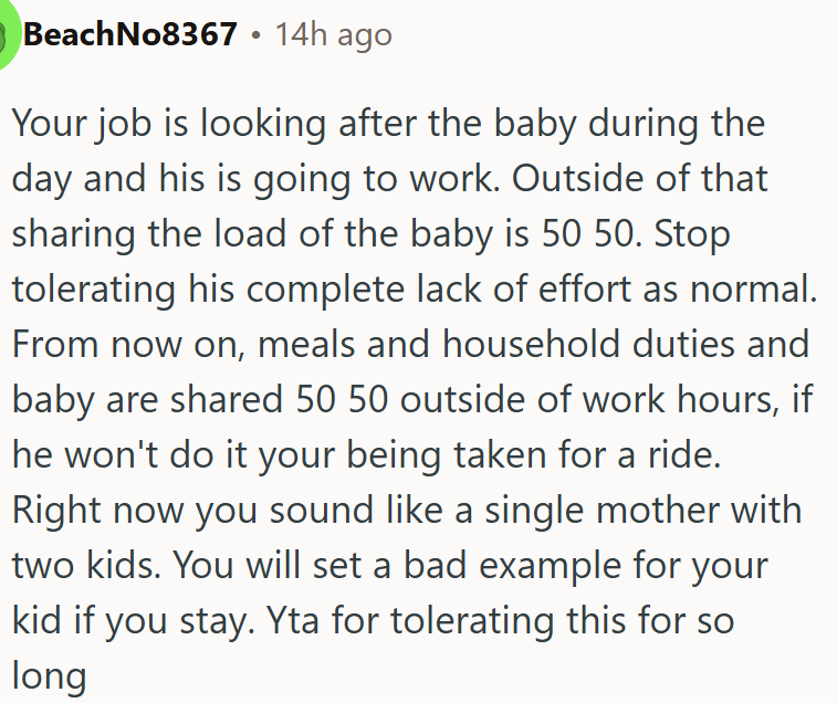 OP acting like a single mom.