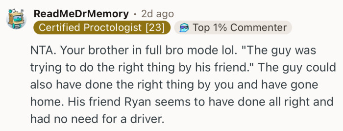 “The guy could also have done the right thing by you and have gone home.”