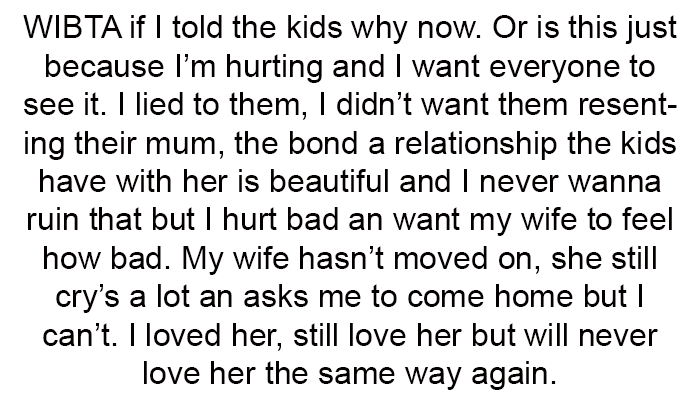 11. WIBTA if I told the kids why now,